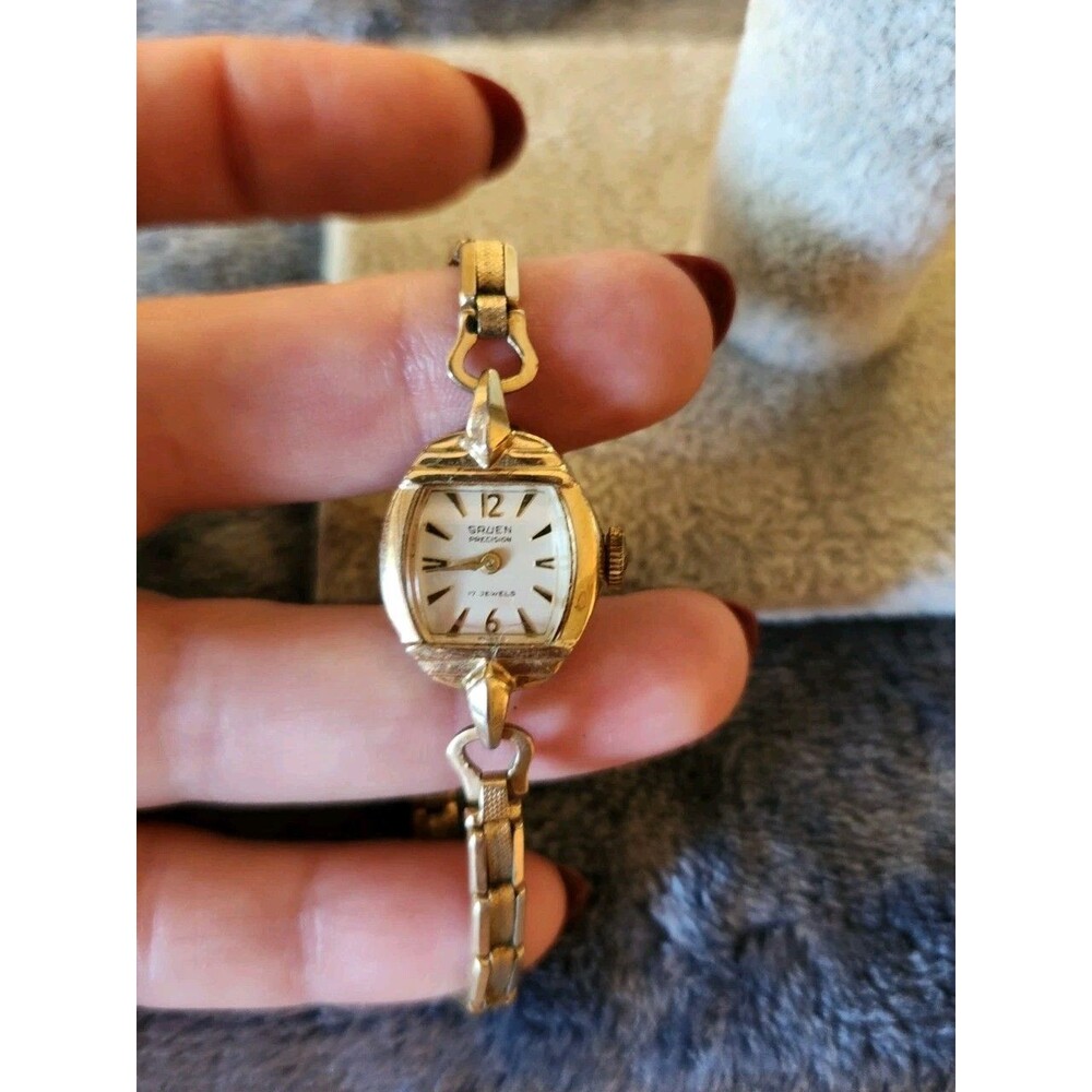 Gruen Ladies Wrist Watch Wind Up 17 Jewel 10k Gold Filled Vintage - Picture 4 of 7
